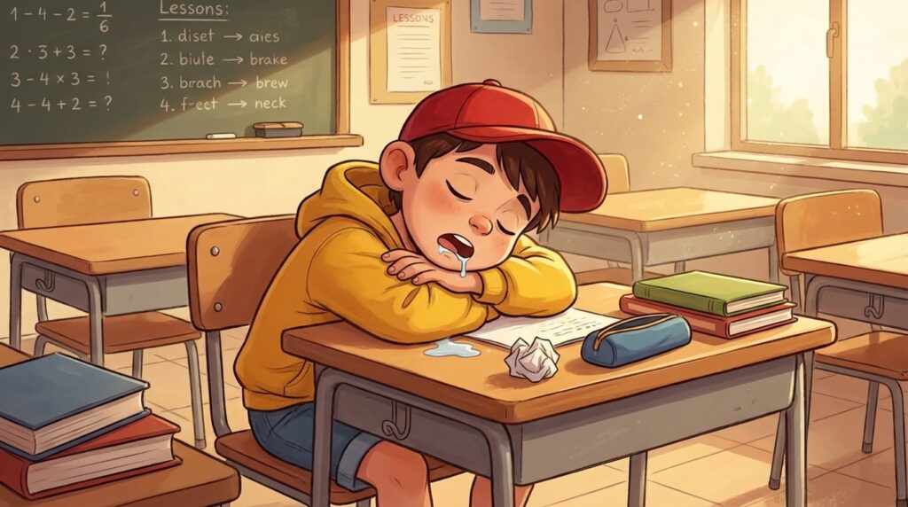 AI 캐릭터 얼굴 고정하는 법 : 웹툰 작가처럼 똑같은 얼굴 계속 그리기 5 수업 시간에 조는 소년