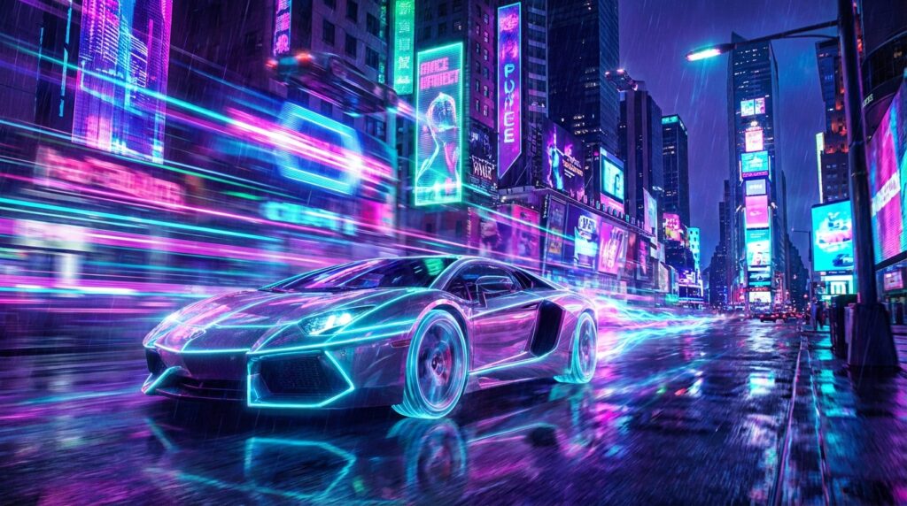 눈을 뗄 수 없는 '비비드/네온' 
프롬프터 예시