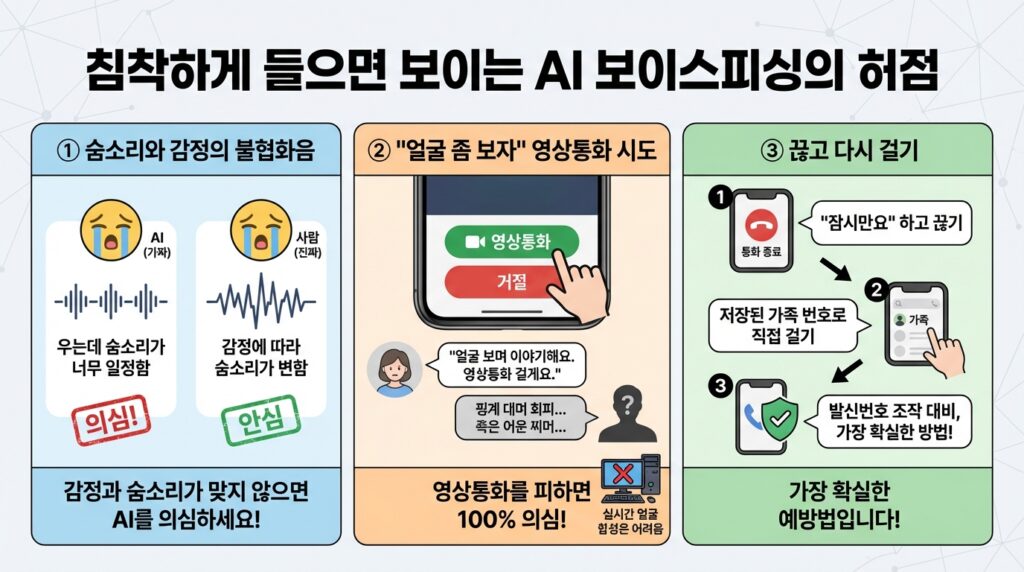 AI 목소리 위조 보이스피싱 : 3초면 복제되는 내 목소리, 가족 암호로 막으세요 3 AI 보이스피싱 허점