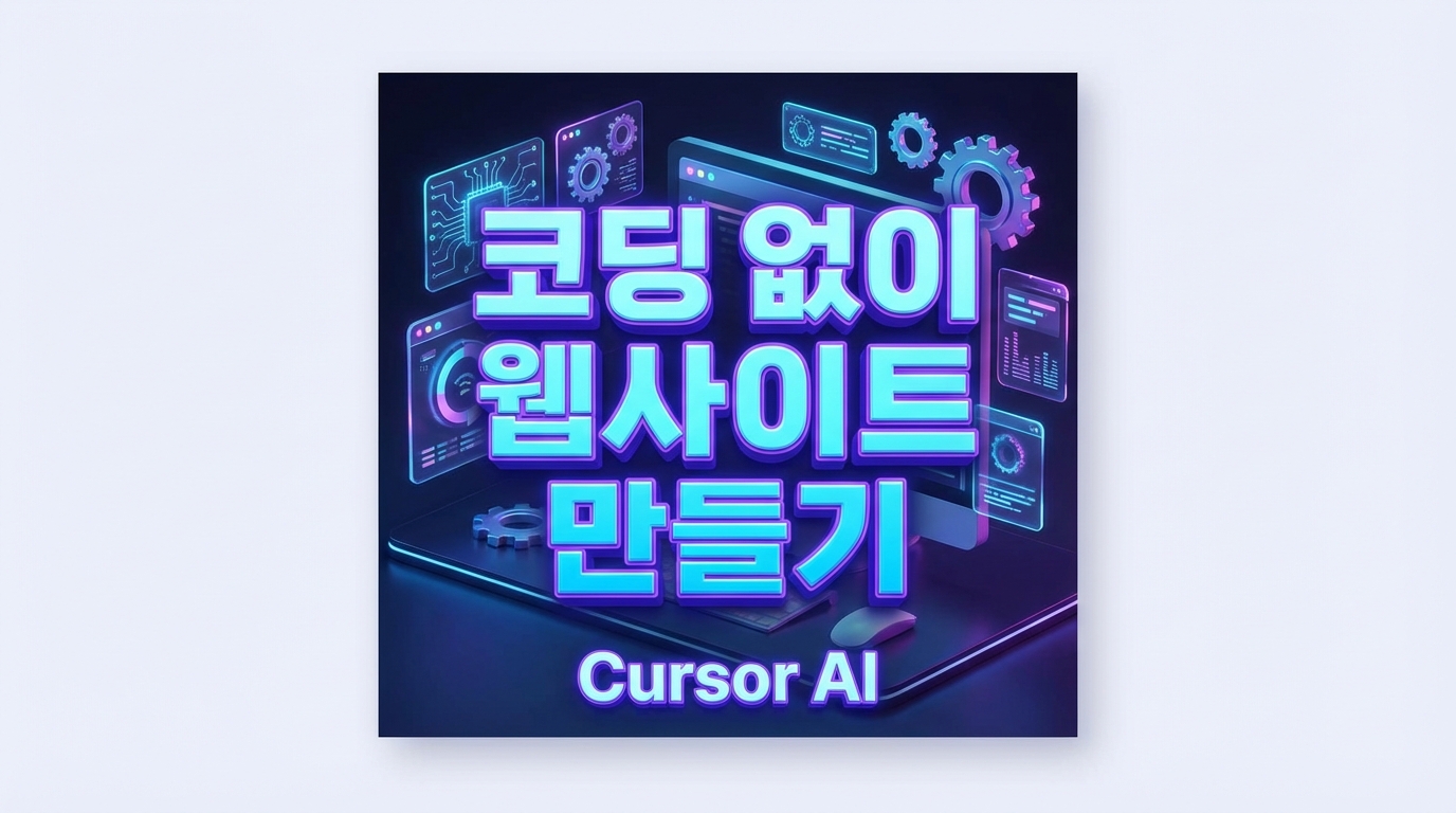 코딩 없이 웹사이트 만들기를 가능하게 하는 커서 AI(Cursor AI) 3D 타이포그래피 일러스트