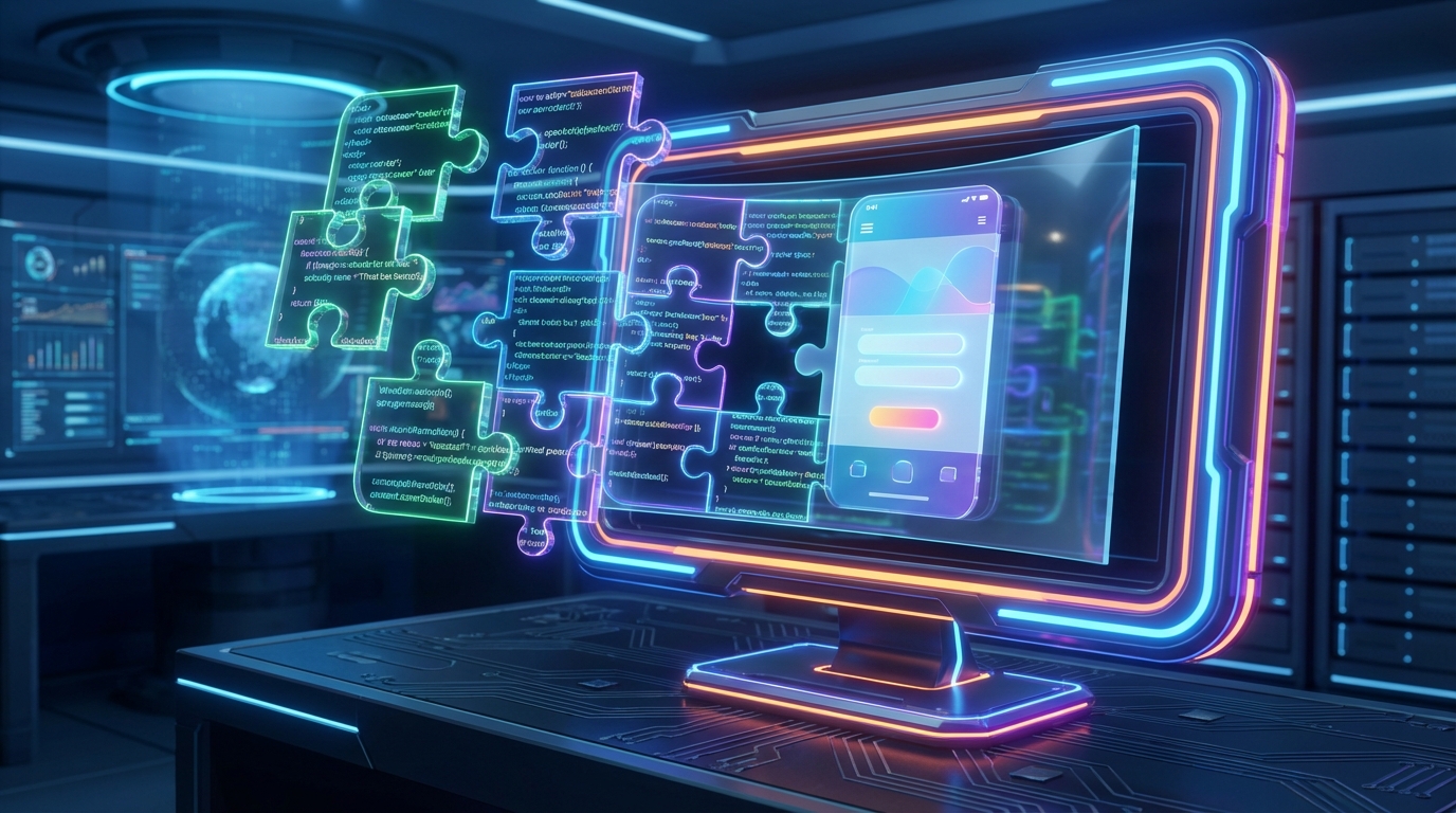 노코드 랜딩페이지 3D 조립 생성 과정 커서 AI 프롬프트를 통해 코드가 블록처럼 조립되는 노코드 랜딩페이지 가상화 과정